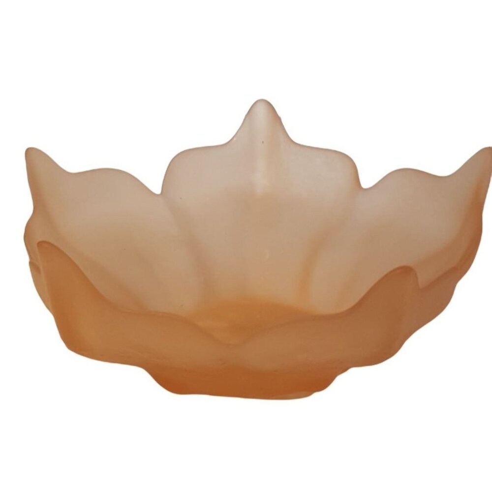 Vintage Viking Glass Epic Stockholm Spike Lotus Bowl Pink Satin Frosted USA MCM